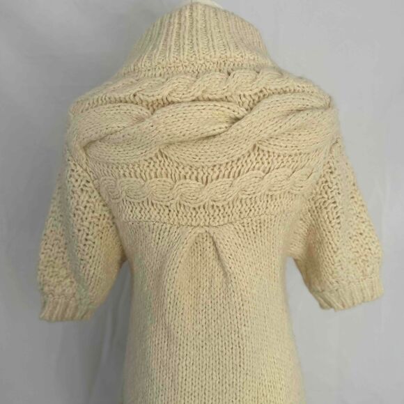 Free People Short Sleeve Cardigan Women XS Chunky Cable Knit Long Bohemian Retro - Picture 9 of 16